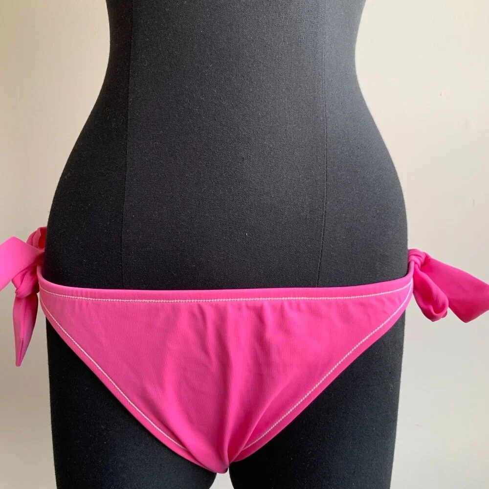 Billabong BLUE CRUSH era Vintage bikini solid pink halter top set RARE - Picture 4 of 8